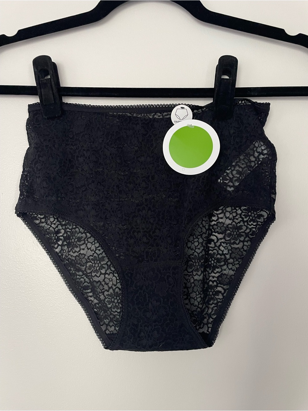 High-Waist Black Lace Monoprix Panty with Full Coverage